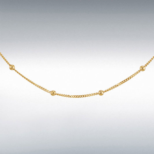 9ct Yellow Gold Curb and Ball Chain 46cm, 18"