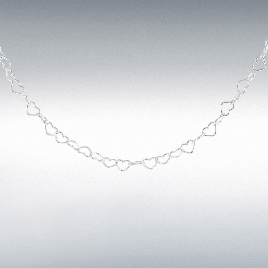 Sterling Silver Mini Open Heart Chain 18" 3.5mm