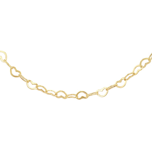 9ct Yellow Gold Mini Open Heart Chain 46cm, 18"