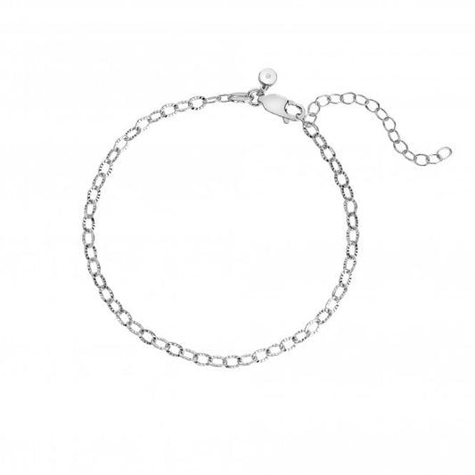 Hot Diamonds Sterling Silver Oval Diamond Cut Links Bracelet DL701