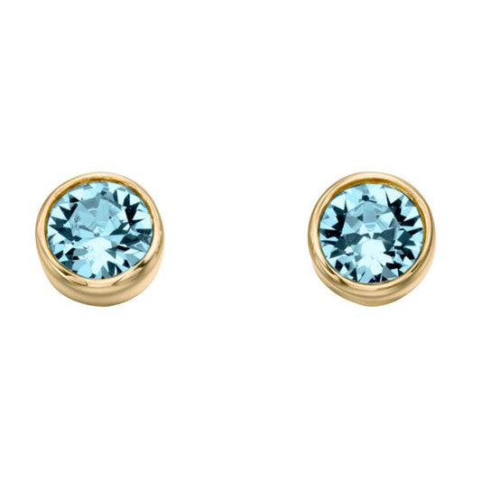Yellow Gold Plated March Birthstone Earrings