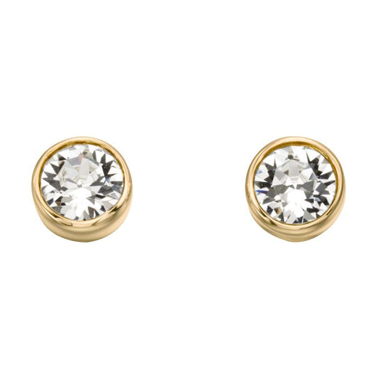 Yellow Gold Plated April Birthstone Stud Earrings