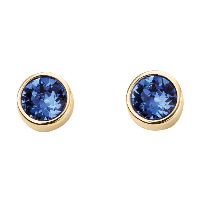 Yellow Gold Plated September Crystal Birthstone Stud Earrings