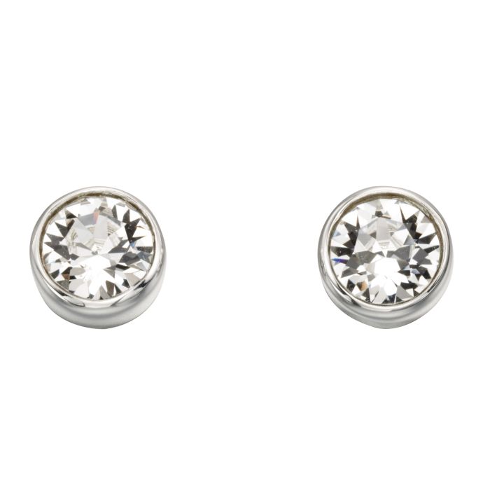 Sterling Silver Crystal April Stud Earrings