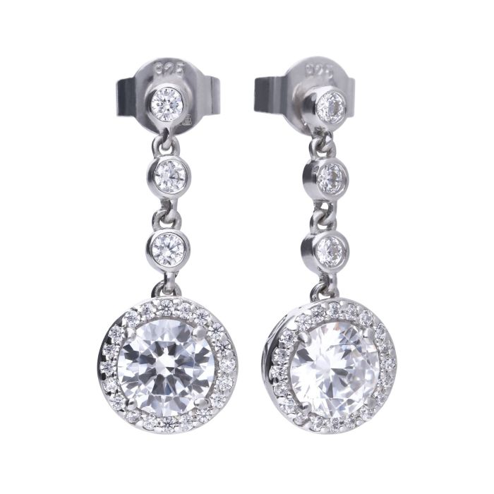 Diamonfire Round Zirconia Cluster Drop Earrings
