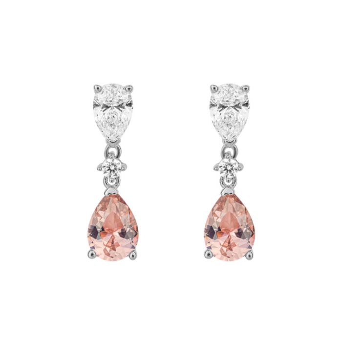 Diamonfire Teardrop Shaped Pink Cubic Zirconia Drop Earrings E6190