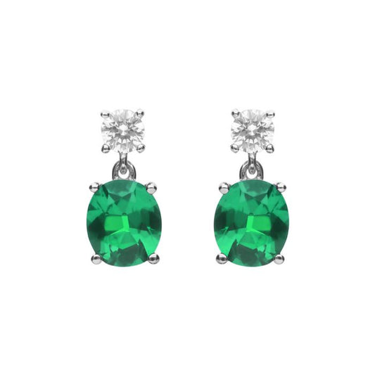 Diamonfire Oval Green Zirconia Drop Earrings