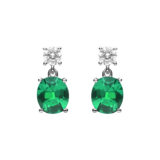 Diamonfire Oval Green Zirconia Drop Earrings