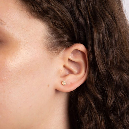 Gold Plated Pear Cut Opal October Birthstone Stud Earrings