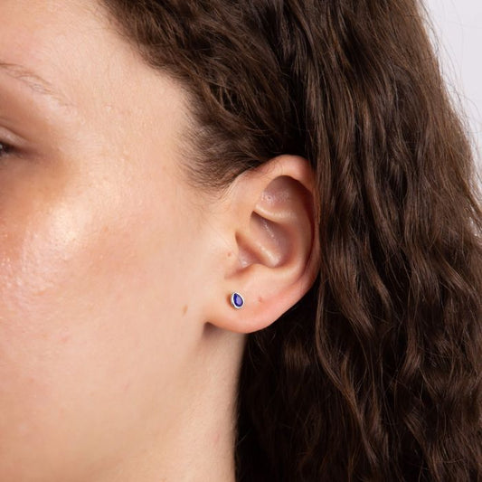 Sterling Silver Lapis Lazuli September Birthstone Stud Earrings