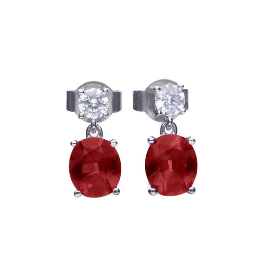 Diamonfire Oval Red Zirconia Drop Earrings