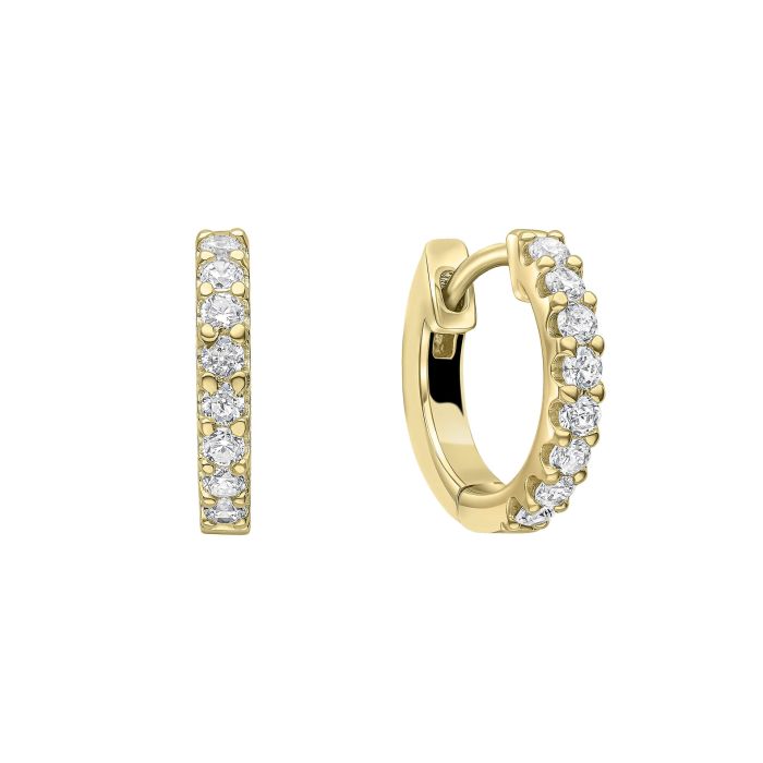 Diamonfire Claw Set Zirconia Gold Hoop Earrings