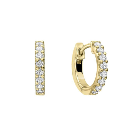 Diamonfire Claw Set Zirconia Gold Hoop Earrings