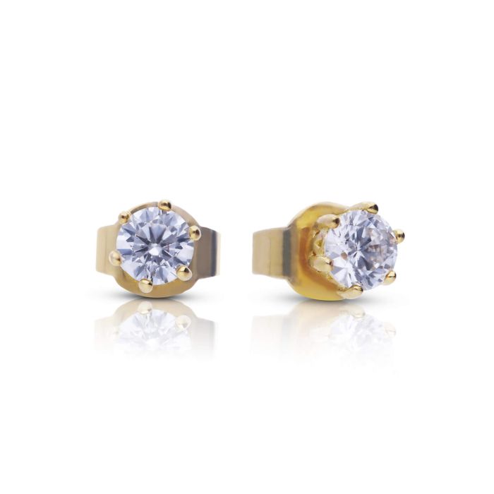 Diamonfire Yellow Gold Plated 0.50ct Cubic Zirconia 6 Claw Earrings