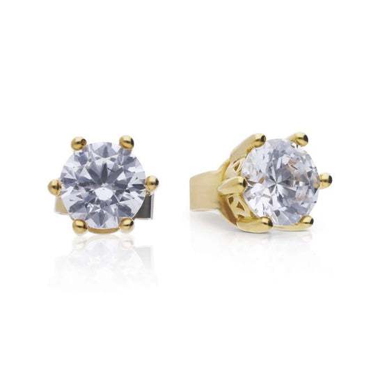 Diamonfire Yellow Gold Plated 1.50ct Cubic Zirconia 6 Claw Earrings