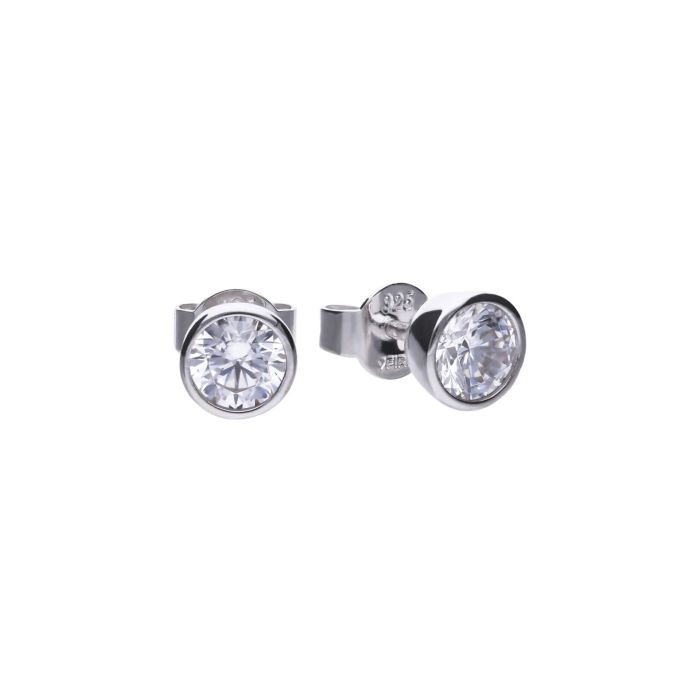 Diamonfire Sterling Silver 1ct Cubic Zirconia Bezel Stud Earrings
