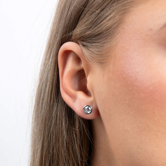 Diamonfire Sterling Silver 1ct Cubic Zirconia Bezel Stud Earrings