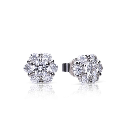 Diamonfire Sterling Silver Classic 7 Stone Cubic Zirconia Cluster Stud Earrings
