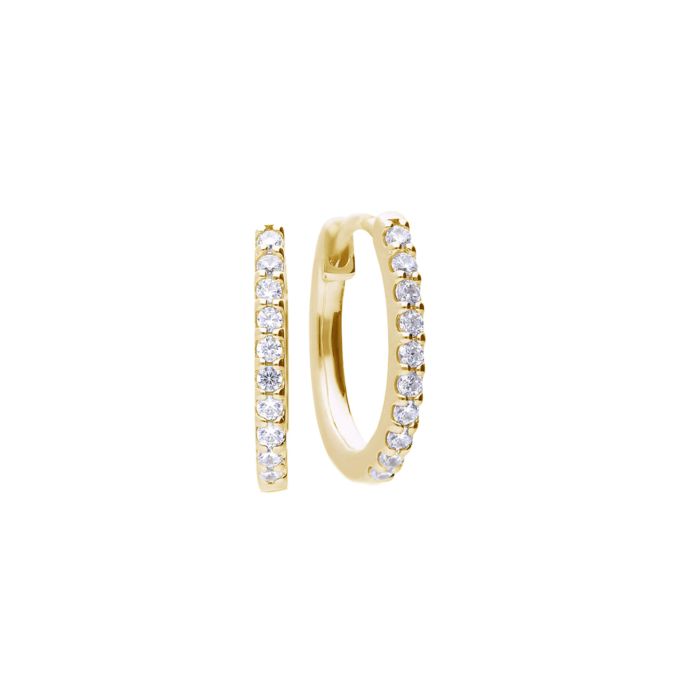 Diamonfire Yellow Gold Plated Pave Cubic Zirconia Hoop Earrings