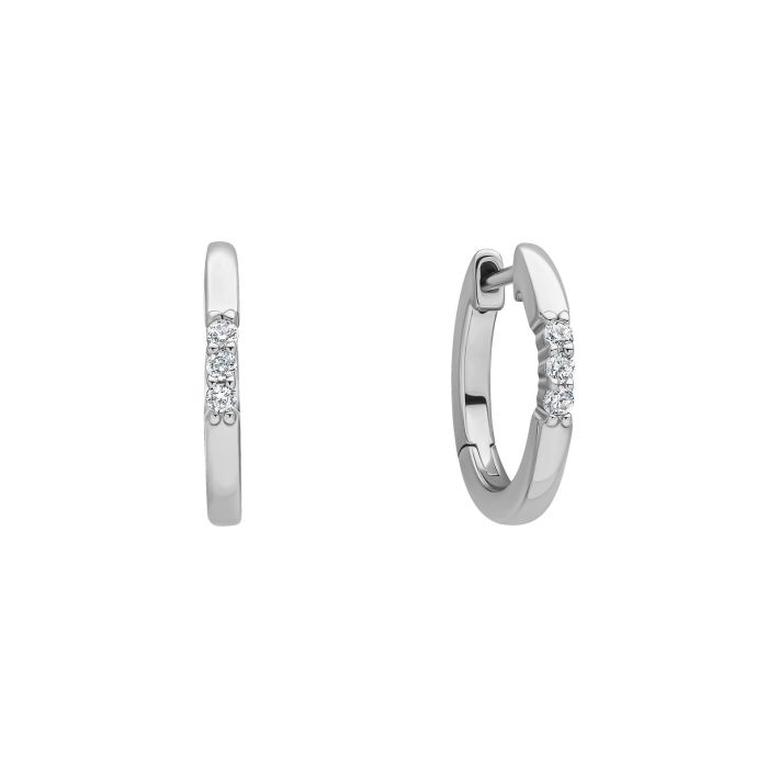 Diamonfire Sterling Silver Triple Cubic Zirconia Hoop Earrings