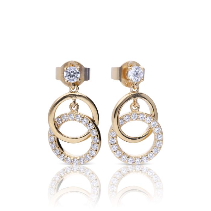 Diamonfire Yellow Gold Plated Cubic Zirconia Double Drop Earrings E6662