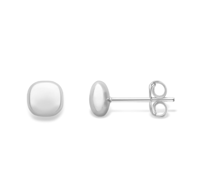 9ct White Gold 5mm Cushion Hollow Stud Earrings
