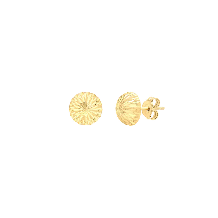 9ct Yellow Gold 8mm Diamond Cut Half-Ball Stud Earrings