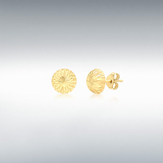 9ct Yellow Gold 8mm Diamond Cut Half-Ball Stud Earrings