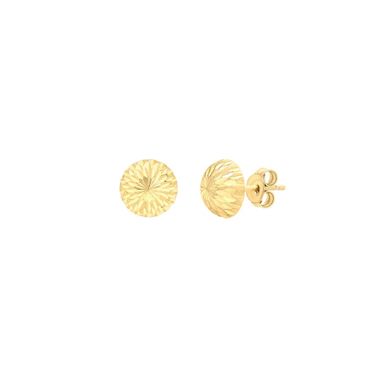 9ct Yellow Gold 8mm Diamond Cut Half-Ball Stud Earrings