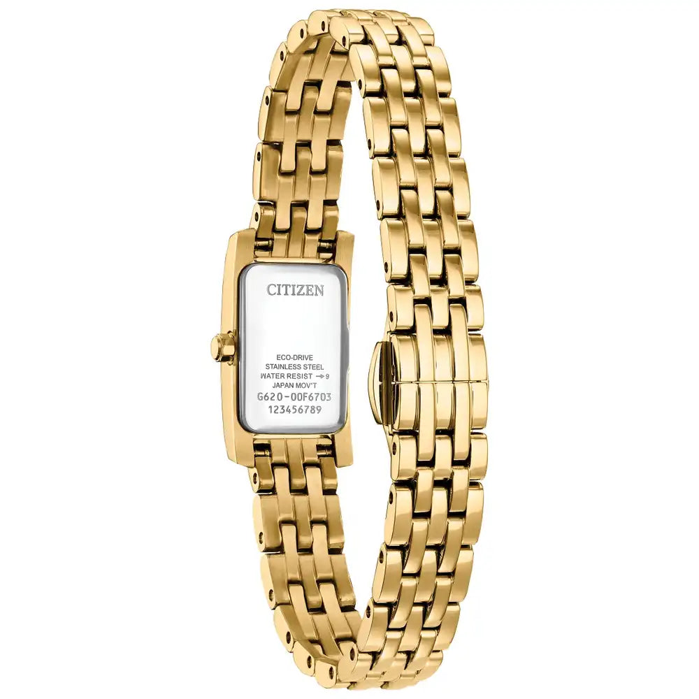 Citizen Petite Palidoro Yellow Gold Plated Oblong Mother of Pearl Bracelet Watch EG7112-59D