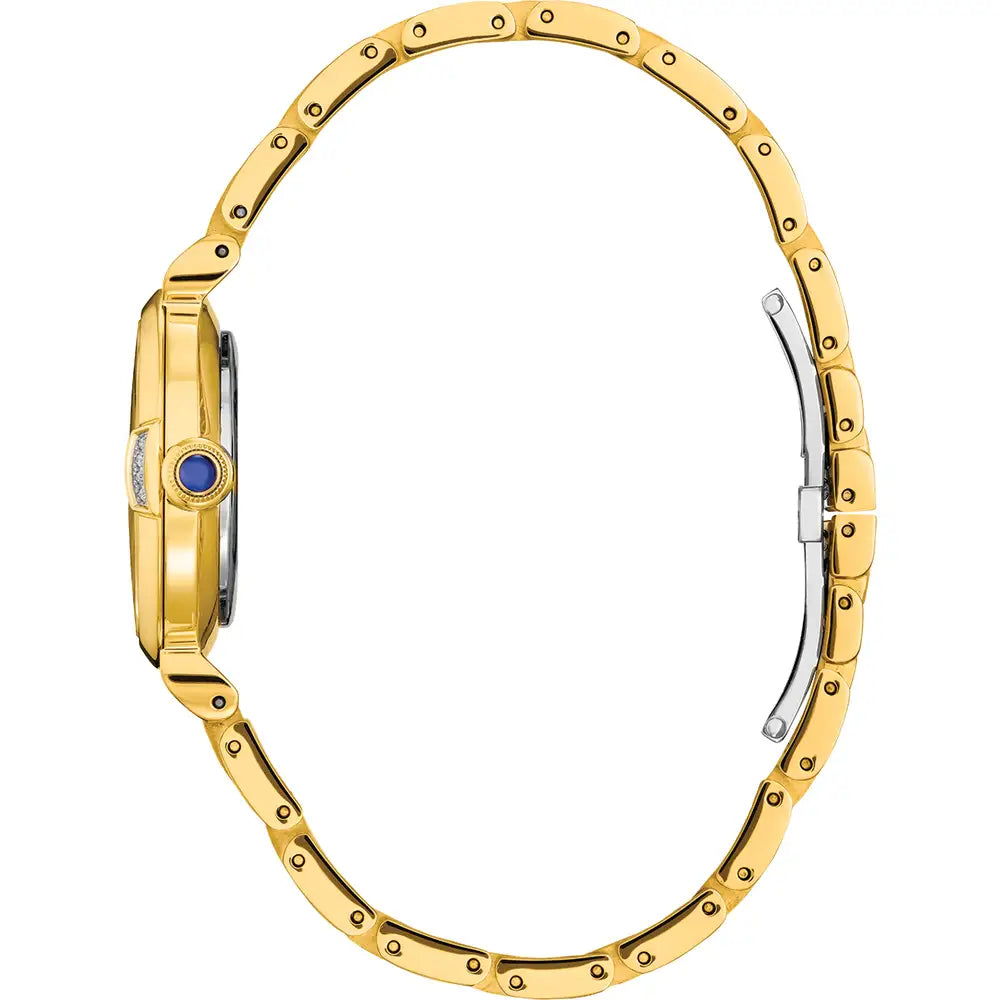 Citizen L Mae Gold Tone Stainless Mother of Pearl Full Roman Numeral Dial with Diamond Bracelet Watch EM1062-57D