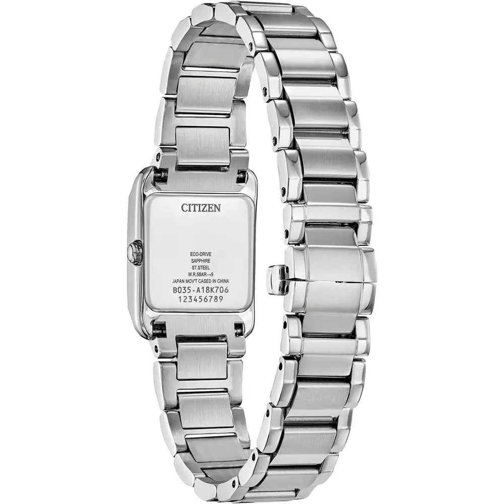 Citizen L Bianca Square Mother of Pearl Full Arabic Dial Steel Bracelet Watch EW5600-52D