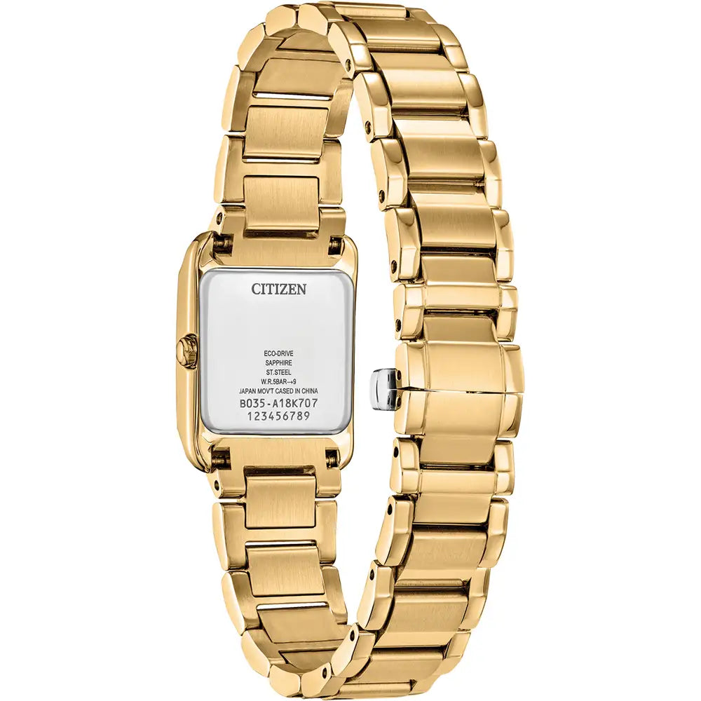 Citizen L Bianca Gold Tone Stainless Square Full Arabic Bracelet Watch EW5602-57D