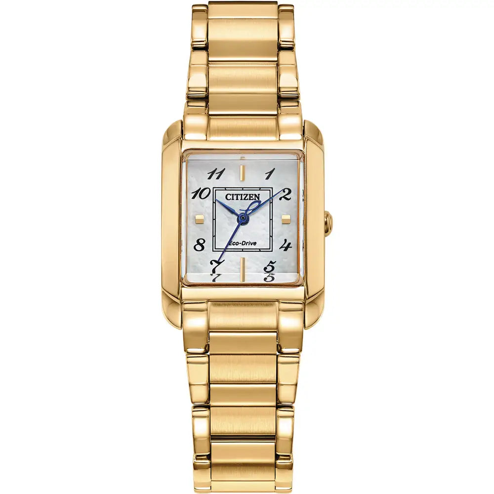 Citizen L Bianca Gold Tone Stainless Square Full Arabic Bracelet Watch EW5602-57D