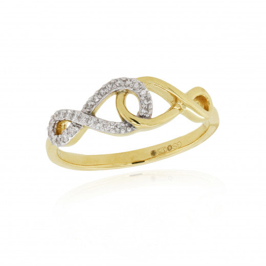 9ct Yellow Gold Diamond Infinity Ring