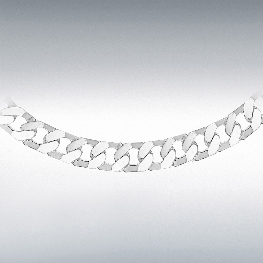 Sterling Silver Flat Square Link Curb Chain 22"