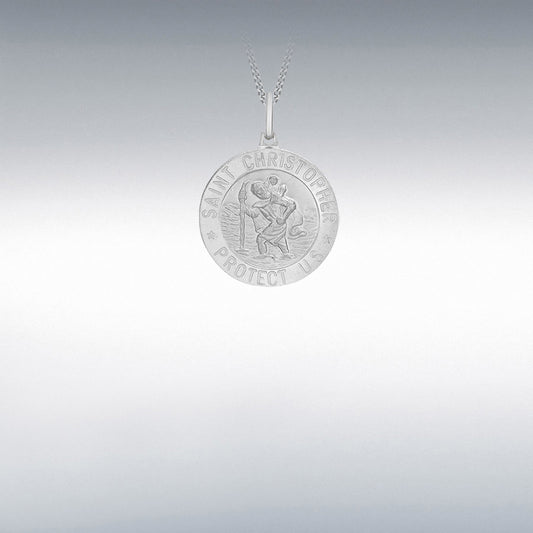 Sterling Silver 24mm Satin Centre St Christopher