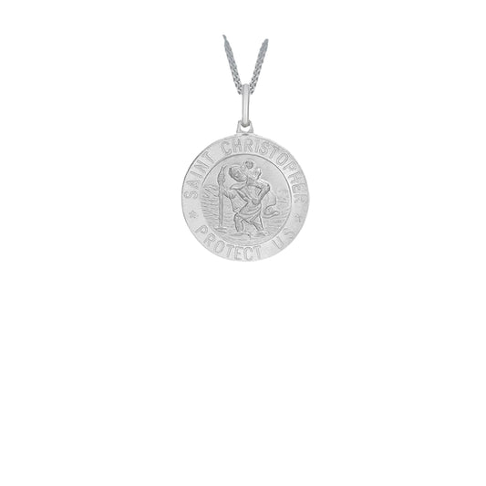 Sterling Silver 24mm Satin Centre St Christopher