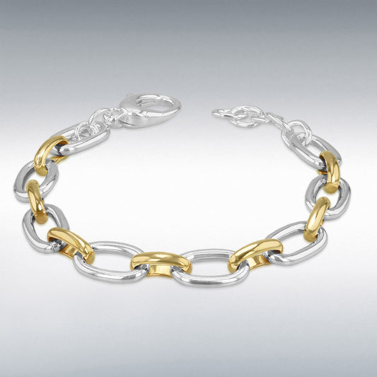 Sterling Silver and Yellow Gold Plated Open Link Bracelet
