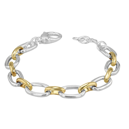 Sterling Silver and Yellow Gold Plated Open Link Bracelet