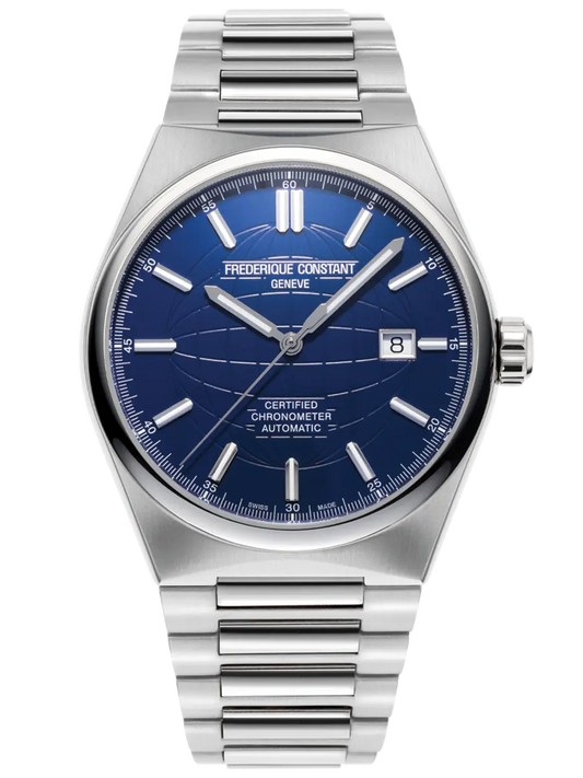 Frederique Constant Blue Dial Chronometer Steel Bracelet Watch FC-303N4NH6B