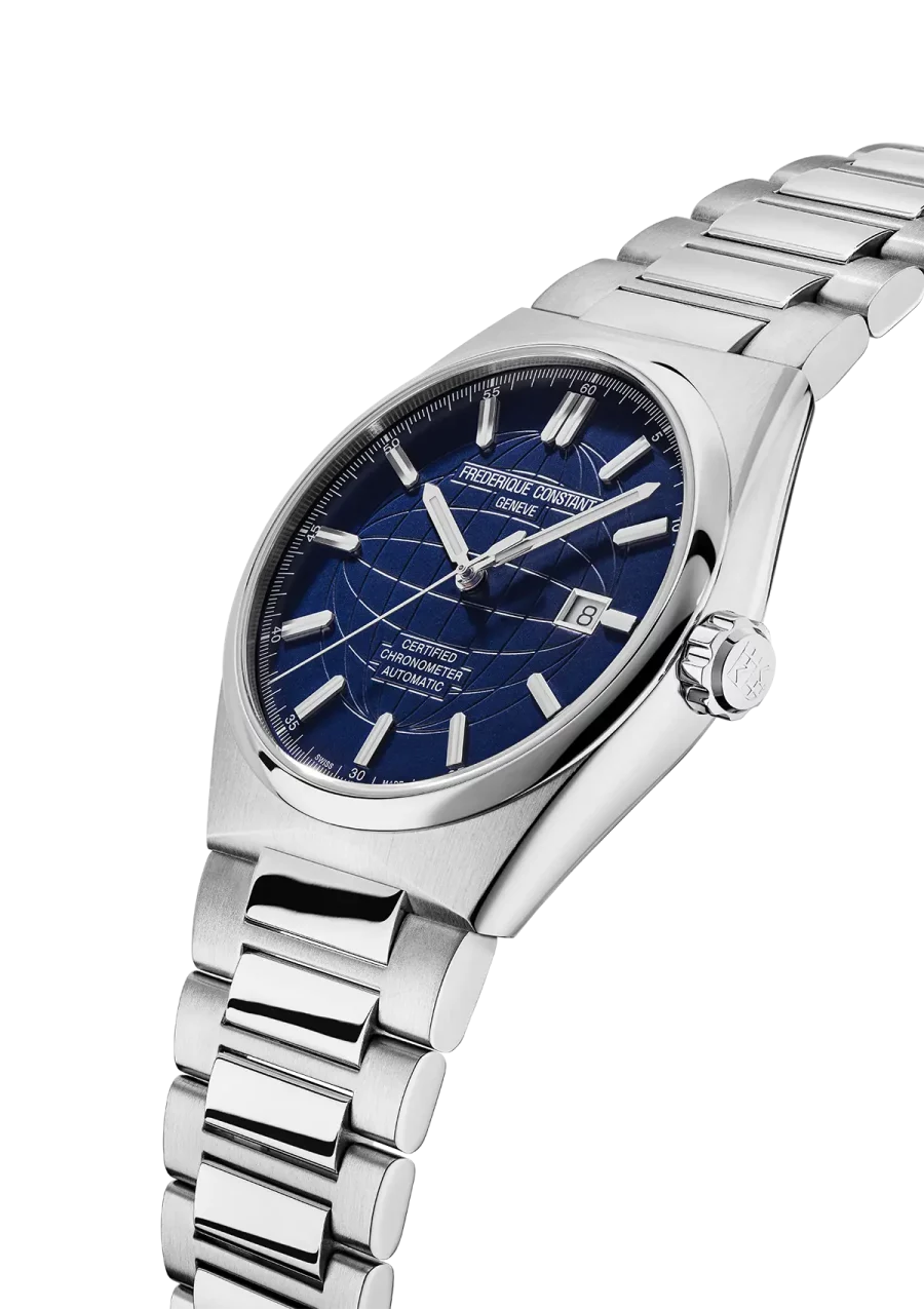 Frederique Constant Blue Dial Chronometer Steel Bracelet Watch FC-303N4NH6B