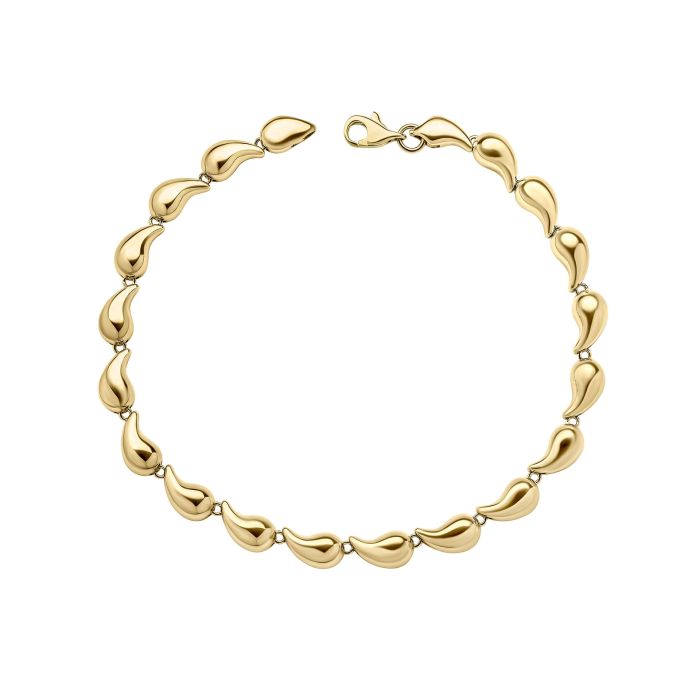 9ct Yellow Gold Teardrop Shaped Hollow Link Bracelet