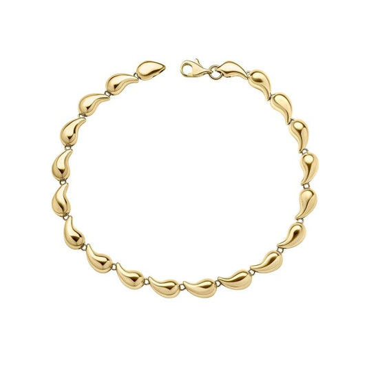 9ct Yellow Gold Teardrop Shaped Hollow Link Bracelet