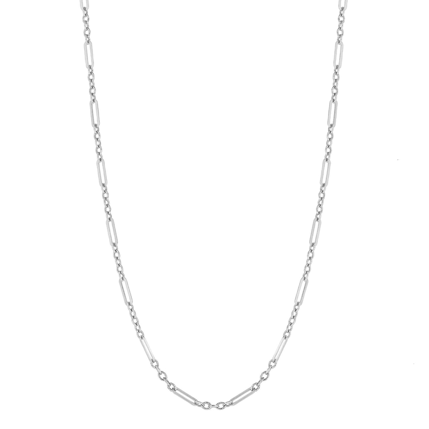 18" 9ct White Gold Figaro Chain