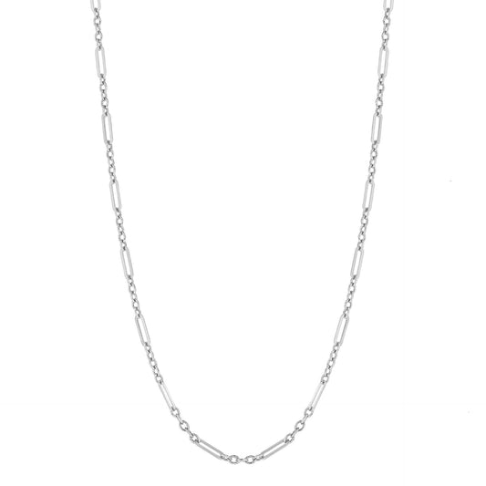 18" 9ct White Gold Figaro Chain