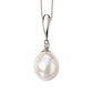 9ct White Gold Freshwater Pearl and Diamond Drop Pendant