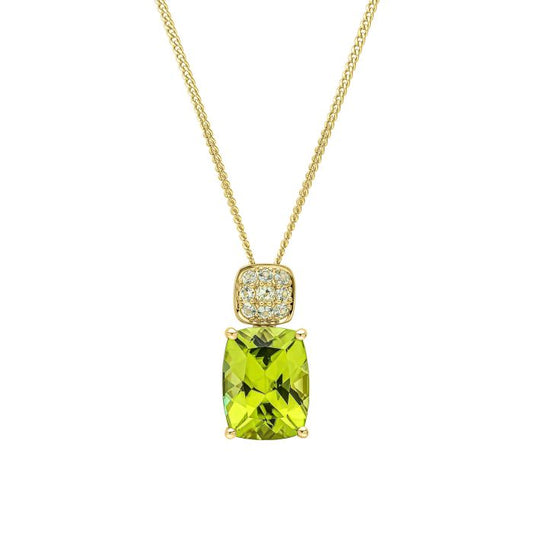 9ct Yellow Gold Peridot Cluster and Peridot Drop Pendant