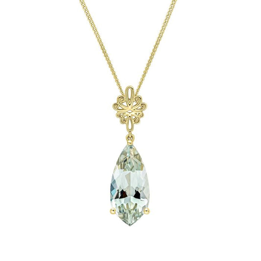 9ct Yellow Gold Green Facetted Quartz Pendant