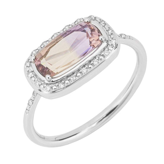 9ct White Gold Ametrine And Diamond Ring